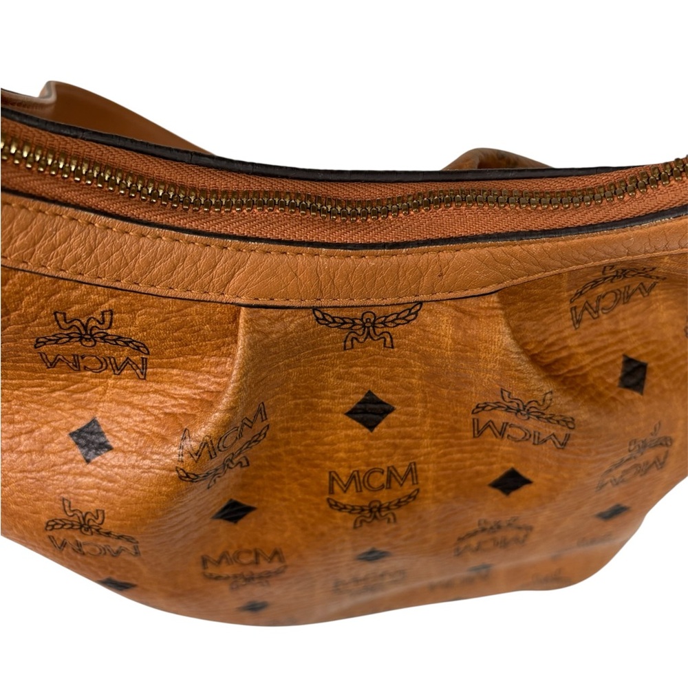 MCM Cognac Visetos Coated Canvas and Leather Hobo - Picture 8 of 14